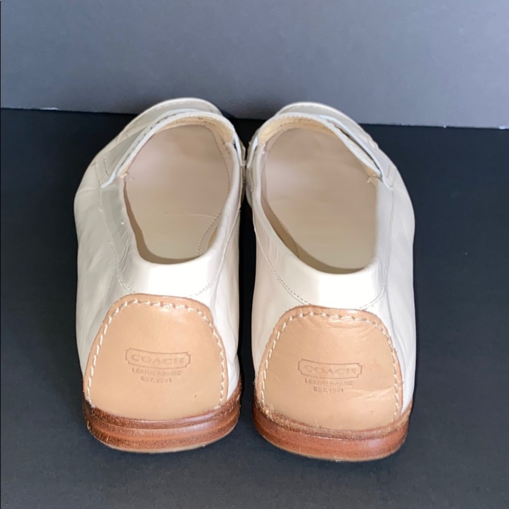 Coach ivory loafers leather shoes size10 - Picture 4 of 6